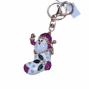 Pink Santa Stocking Christmas Handbag Charm