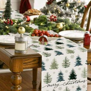 Green Pine Trees Christmas Table Runner