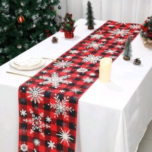 Red Snowflake Christmas Table Runner
