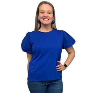 Royal Blue Detail Sleeve Top