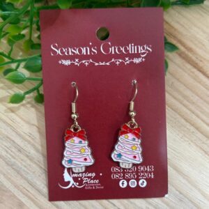 Pink Christmas Tree Earrings