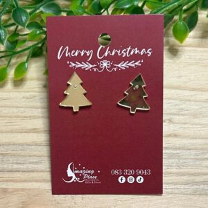 Gold Reflective Christmas Tree Earrings