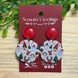Red And White Christmas Themed Earrings