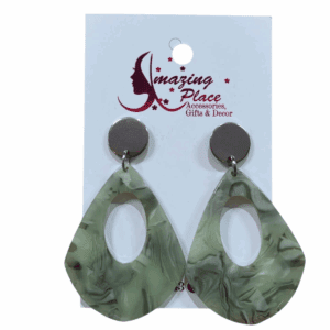 Green & Silver Teardrop Earrings