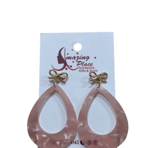 Pink Gold Bow Teardrop Earrings
