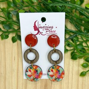 Multi Circle Red Earrings