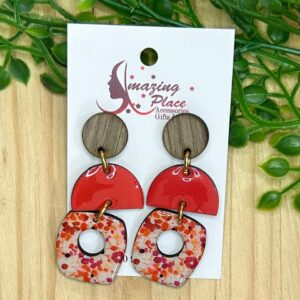 Red Floral Earrings