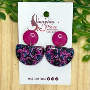 Bright Pink Floral Earrings