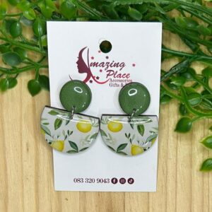 Green And Yellow Lemon Earrings