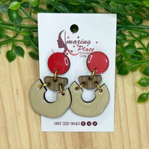 Red And Beige Earrings