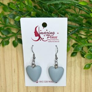Grey Heart Earrings