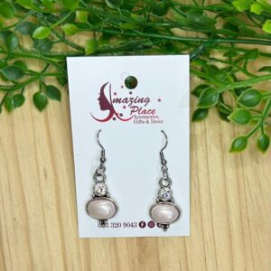 White And Silver Earrings