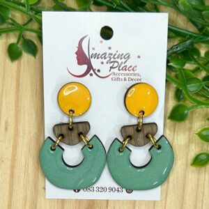 Yellow And Teal Earrings