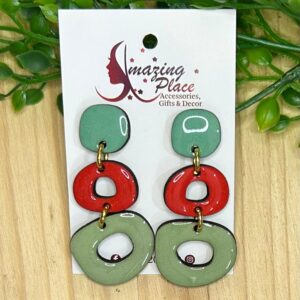 Different Green And Red Earrings