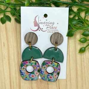 Green Floral Earrings
