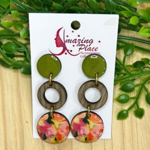 Green Multi Circle Earrings