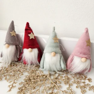 4 Hanging Velvet Gnomes