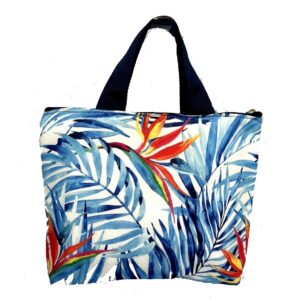 Navy Summer Leaves Cooler Bag