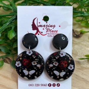 Black Floral Earrings