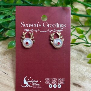 White Reindeer Stud Earrings