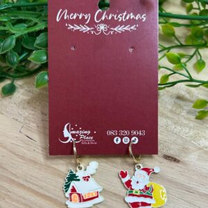 Santa And House Earrings