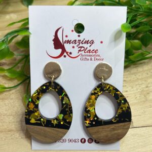 Brown, Black And Gold Earrings
