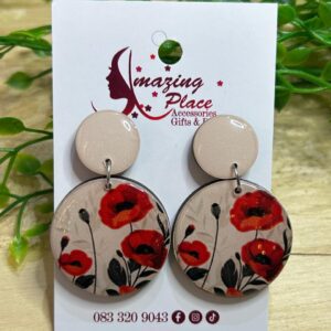 Beige Earrings With Flowers