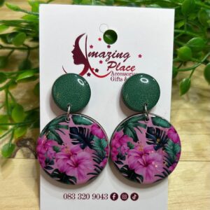 Pink And Green Earrings