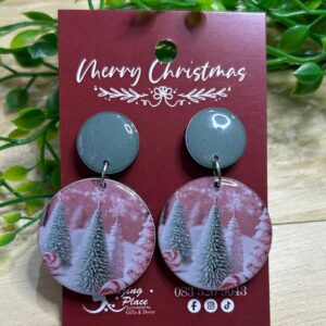 Pink Christmas Earrings