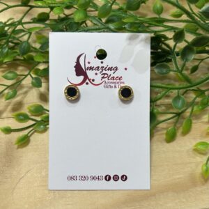 Black And Gold Stud Earrings