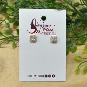 Gold Square Stud Earrings