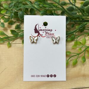 White And Gold Butterfly Earrings