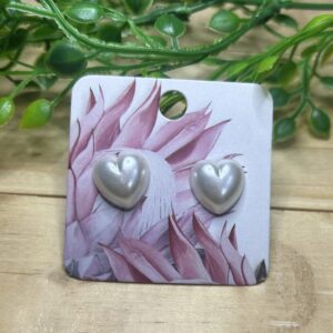 Peral White Heart Stud Earrings
