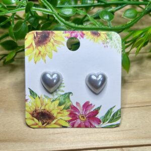 Light Grey Heart Stud Earrings