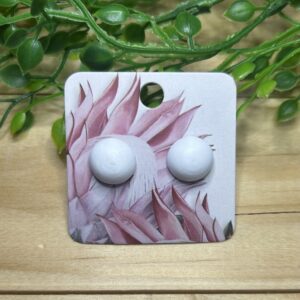 White Wooden Stud Earrings
