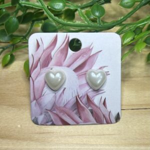 Pearl White Heart Earrings