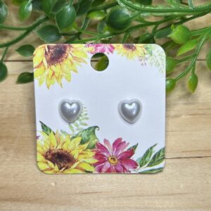 Pearl White Heart Stud Earrings