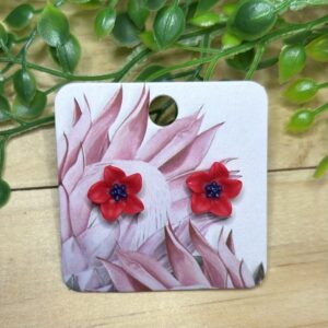 Red Flower Stud Earrings