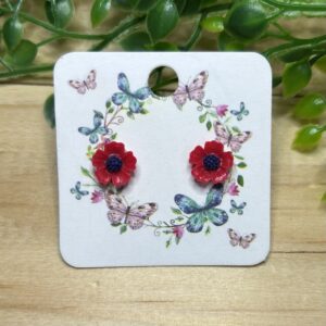 Red Flower Stud Earrings