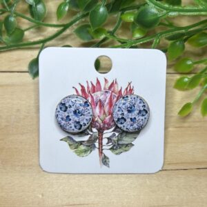 Blue Floral Stud Earrings