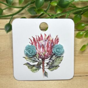 Teal Rose Stud Earrings