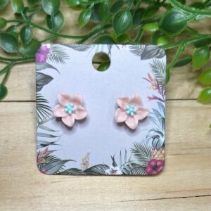 Pink Flower Stud Earrings