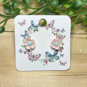 Pink Flower Stud Earrings