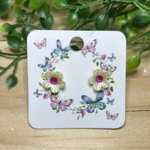 Flower Earrings With Pink Middle