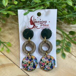 Green Floral Earrings
