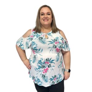 White And Blue Plus Size Top