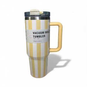 Yellow Stripped Vacuum Tumbler