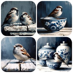 Coaster Blue White Sparrow