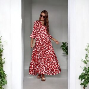 Red Leopard Print Dress