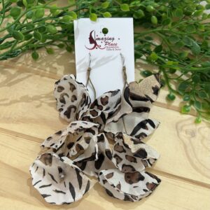 Animal Print Long Silky Petal Earrings